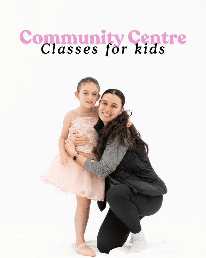 Kids dance class – young dancers in tutus at a community centre